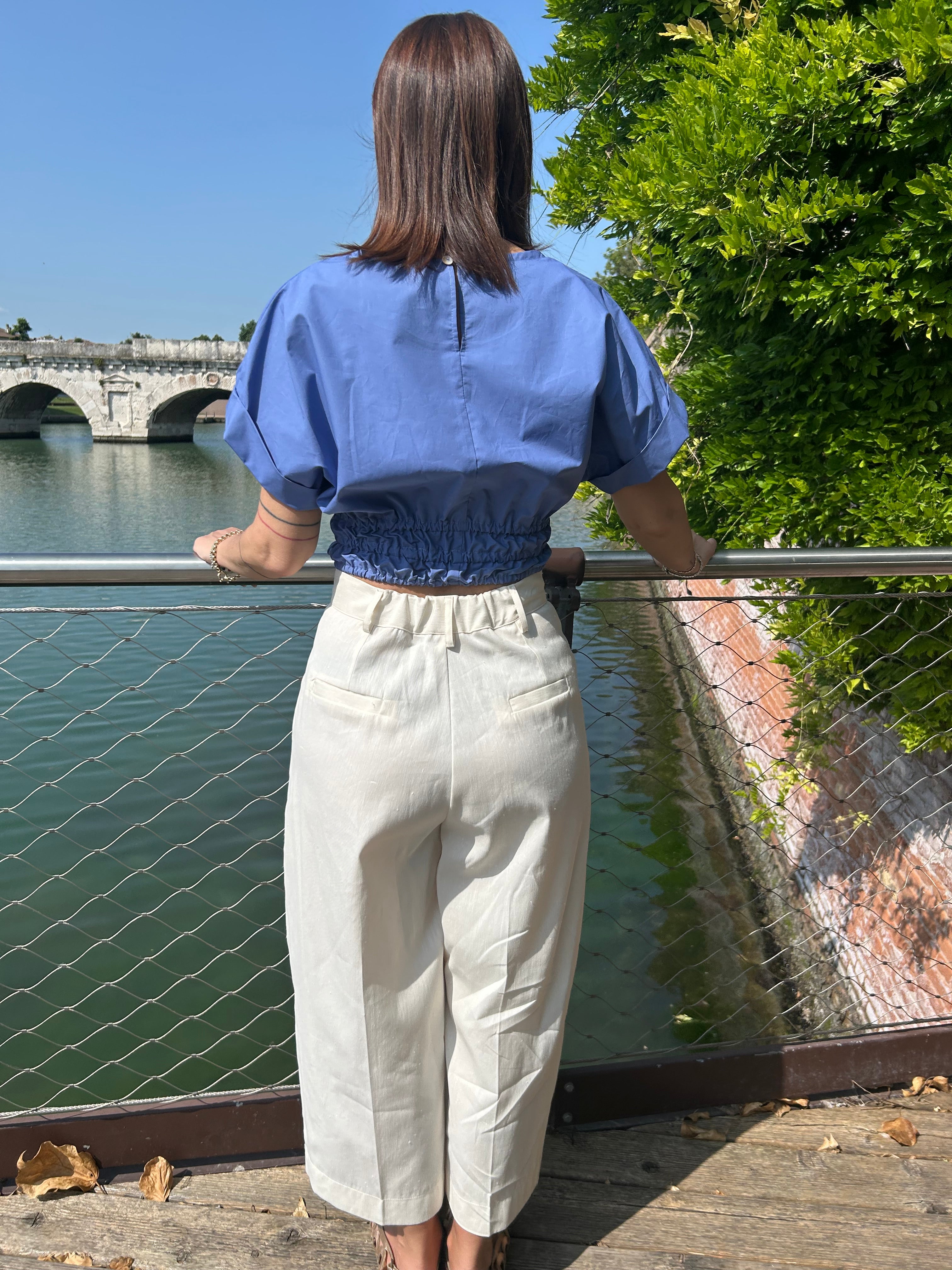 Pantalone LOLA -  LINO Tinta unita