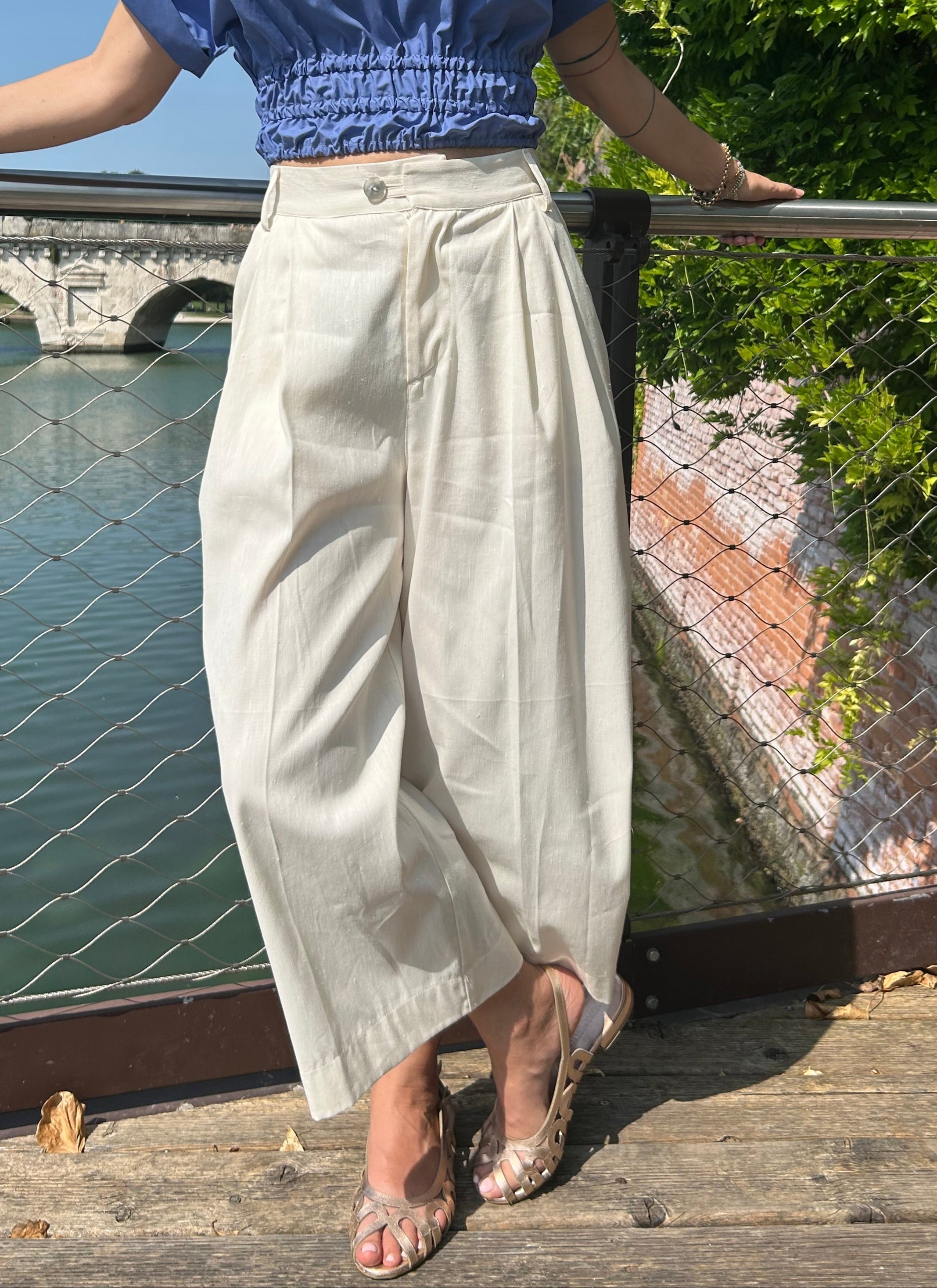 Pantalone LOLA -  LINO Tinta unita