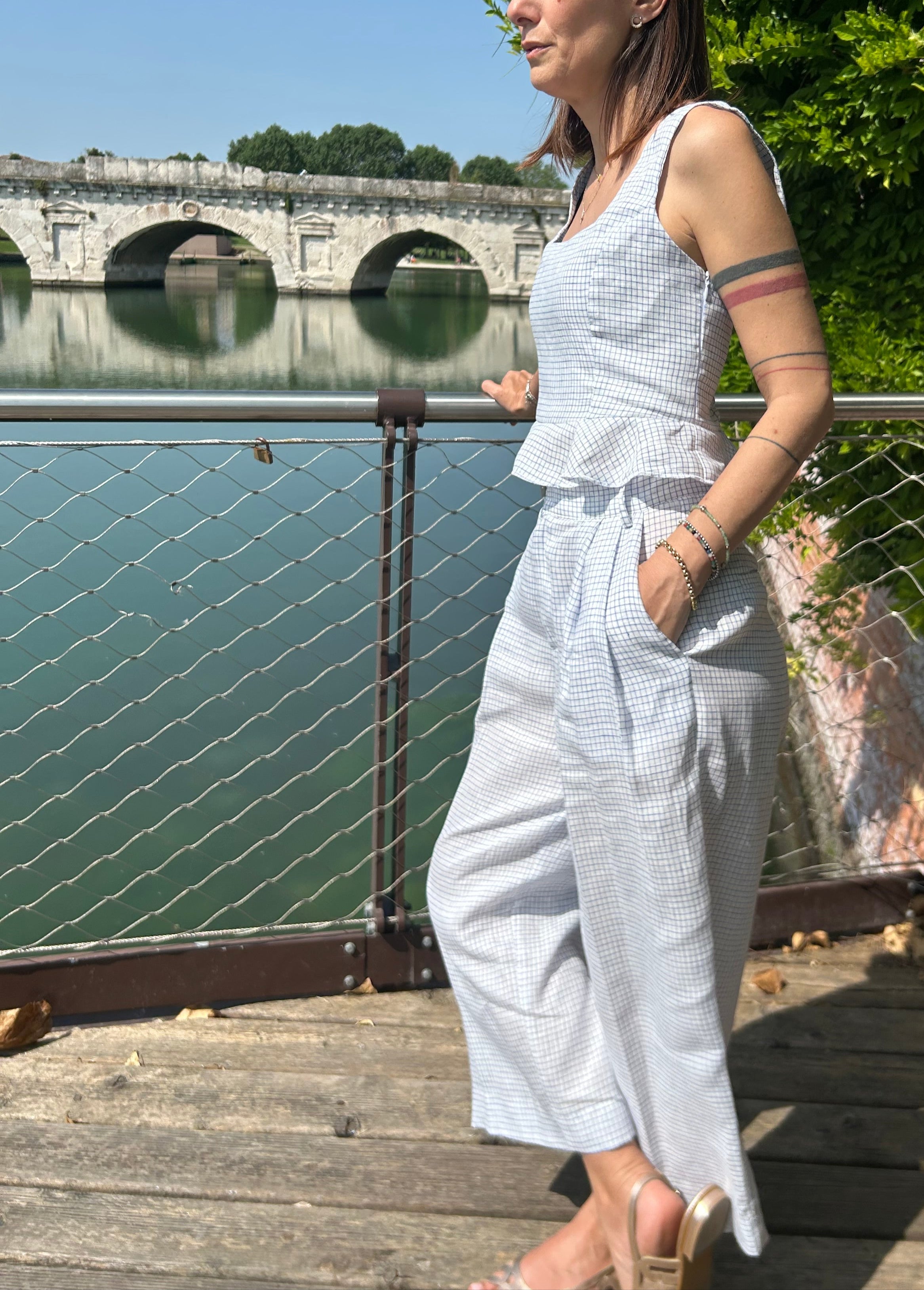 Pantalone LOLA - LINO Quadretto