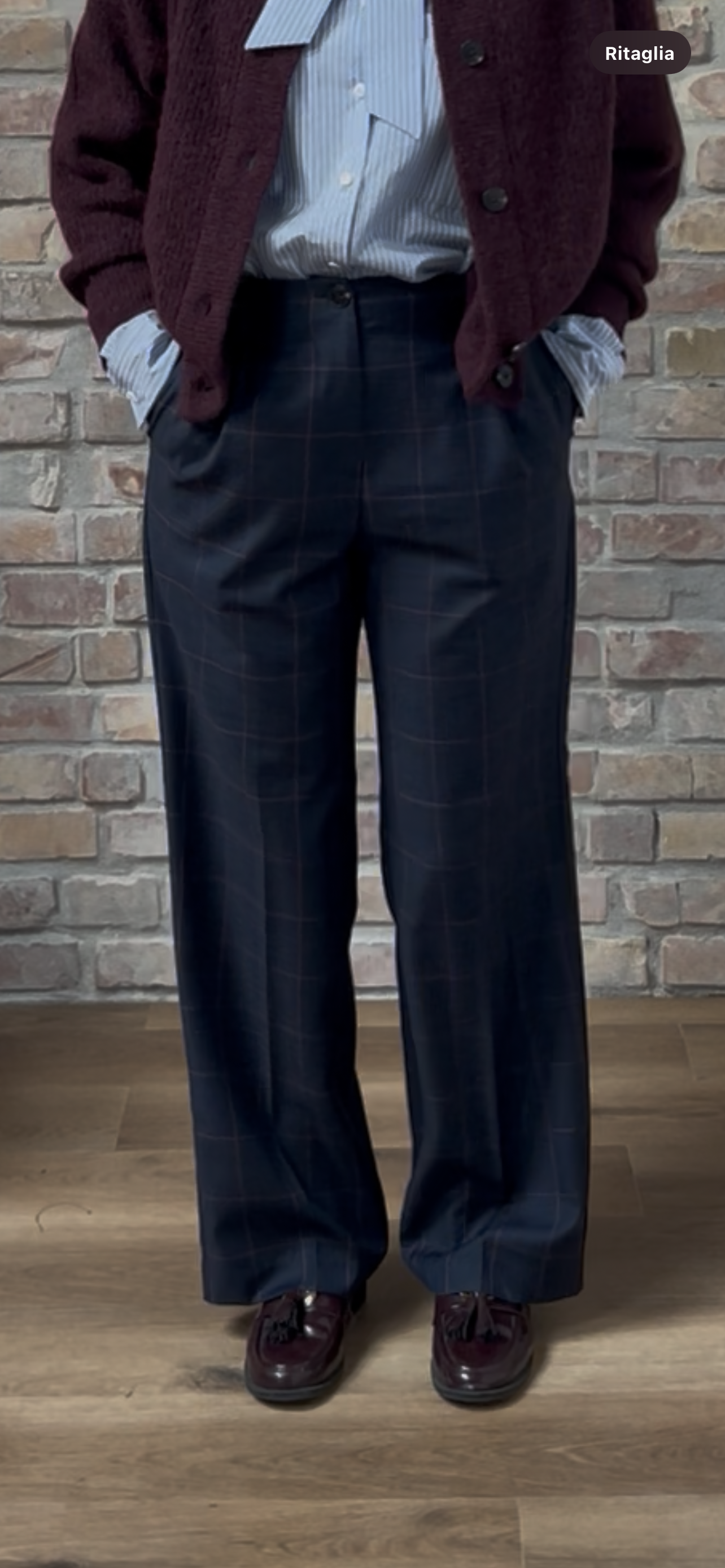 Pantalone VIVIANE - Quadro Blu/Vino