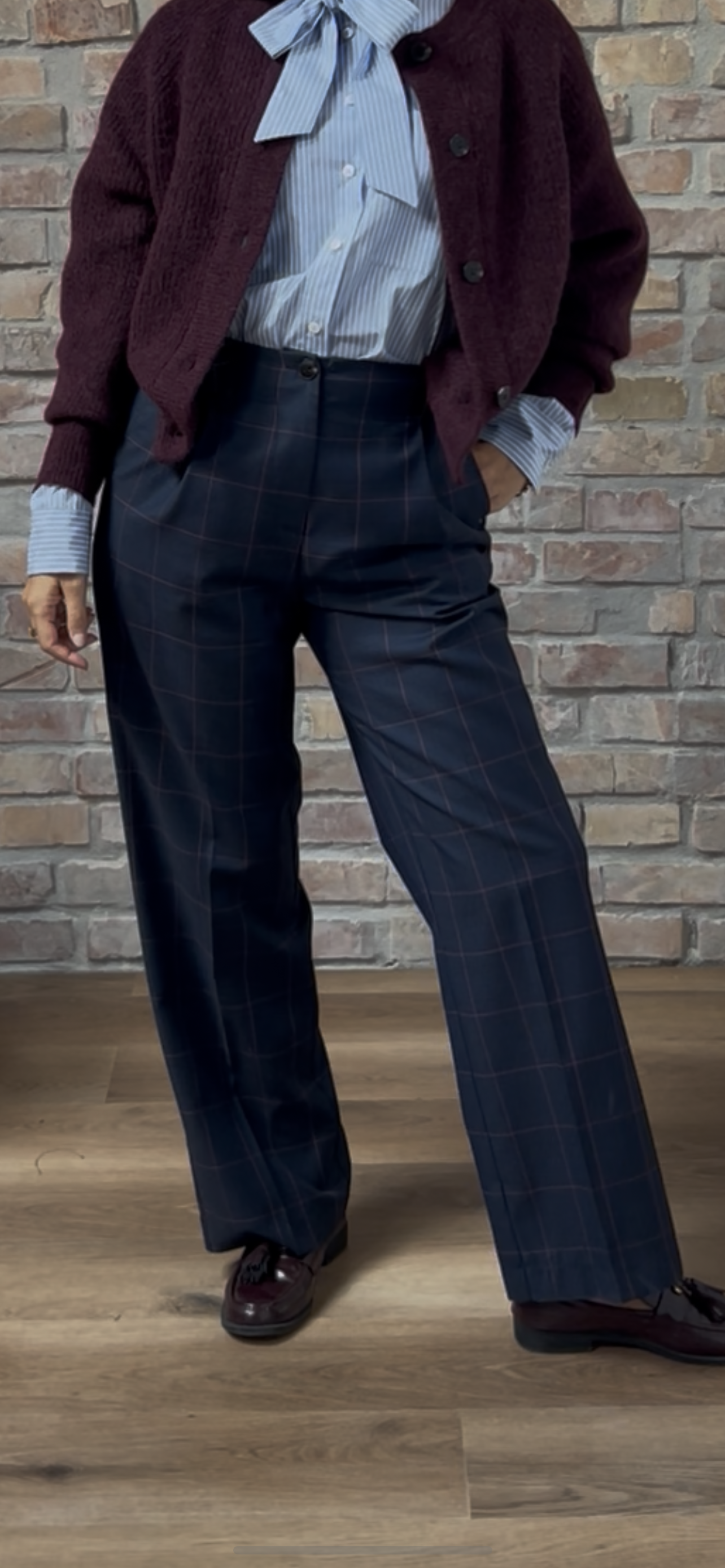 Pantalone VIVIANE - Quadro Blu/Vino
