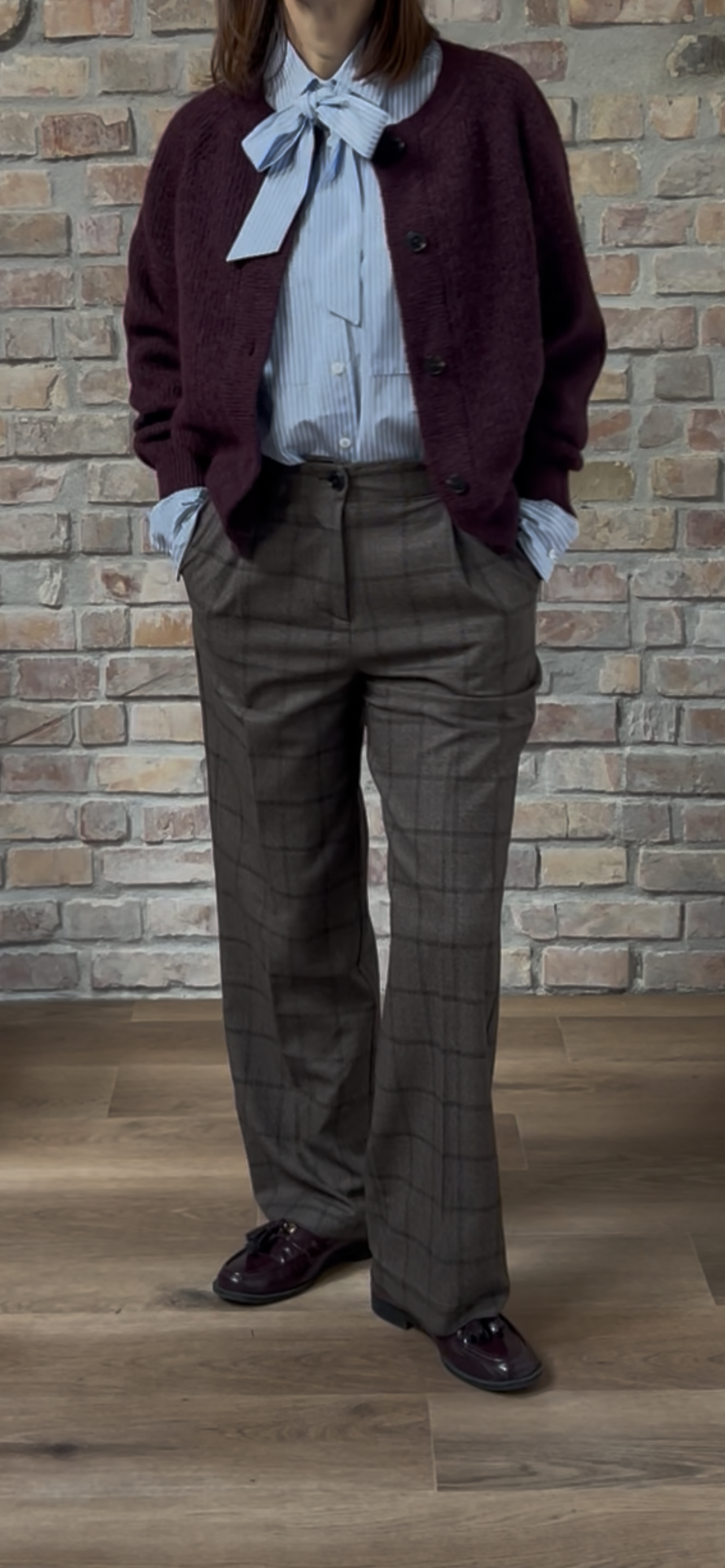 Pantalone VIVIANE - Quadro Marrone