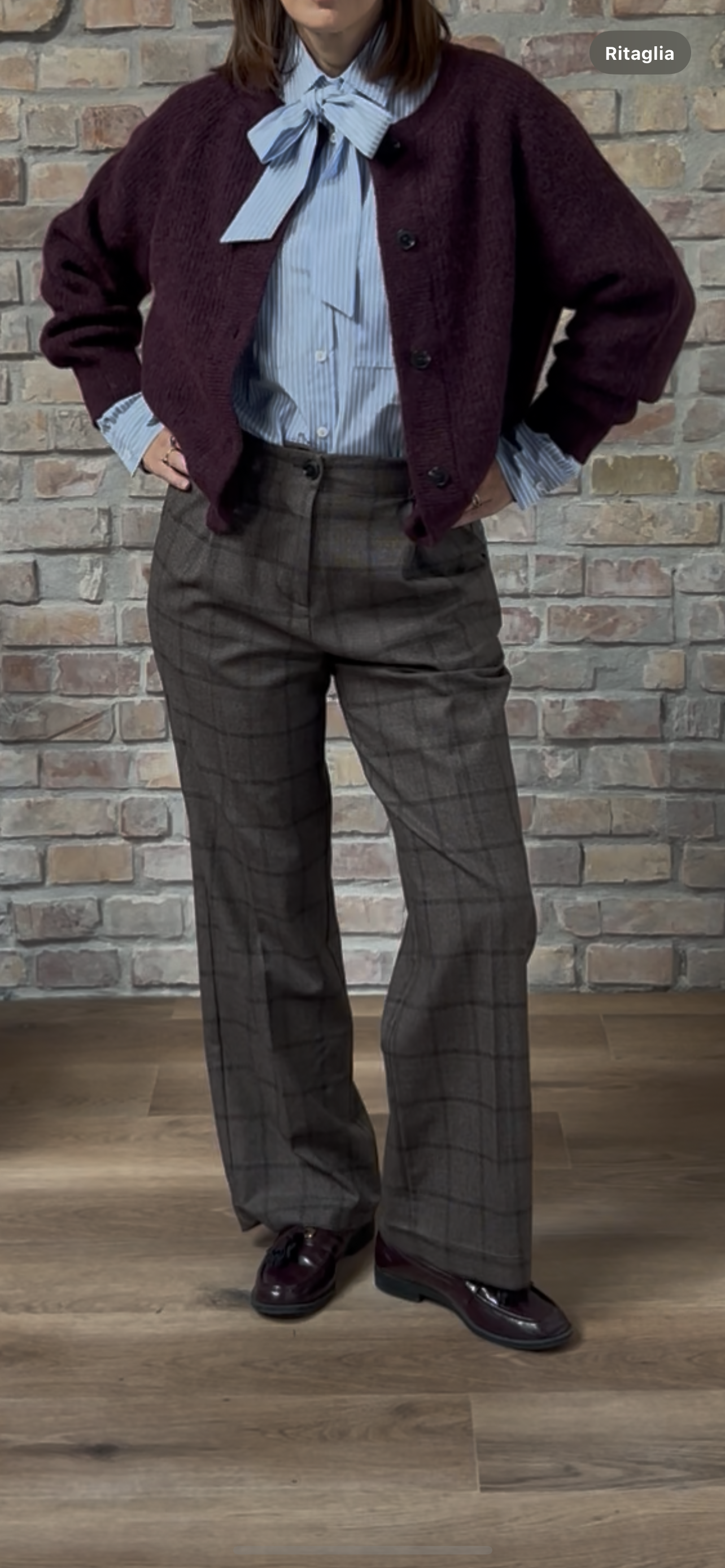 Pantalone VIVIANE - Quadro Marrone