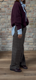 Carica l&#39;immagine nel visualizzatore di Gallery, Pantalone VIVIANE - Quadro Marrone
