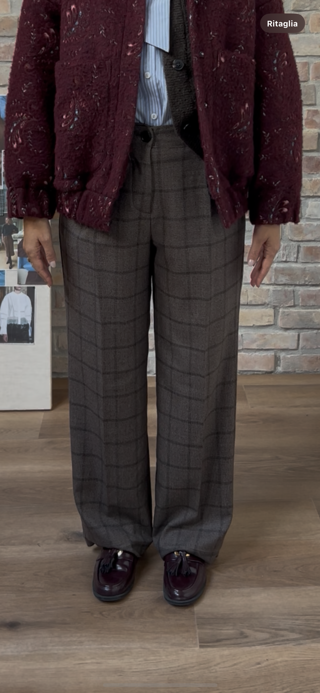 Pantalone VIVIANE - Quadro Marrone