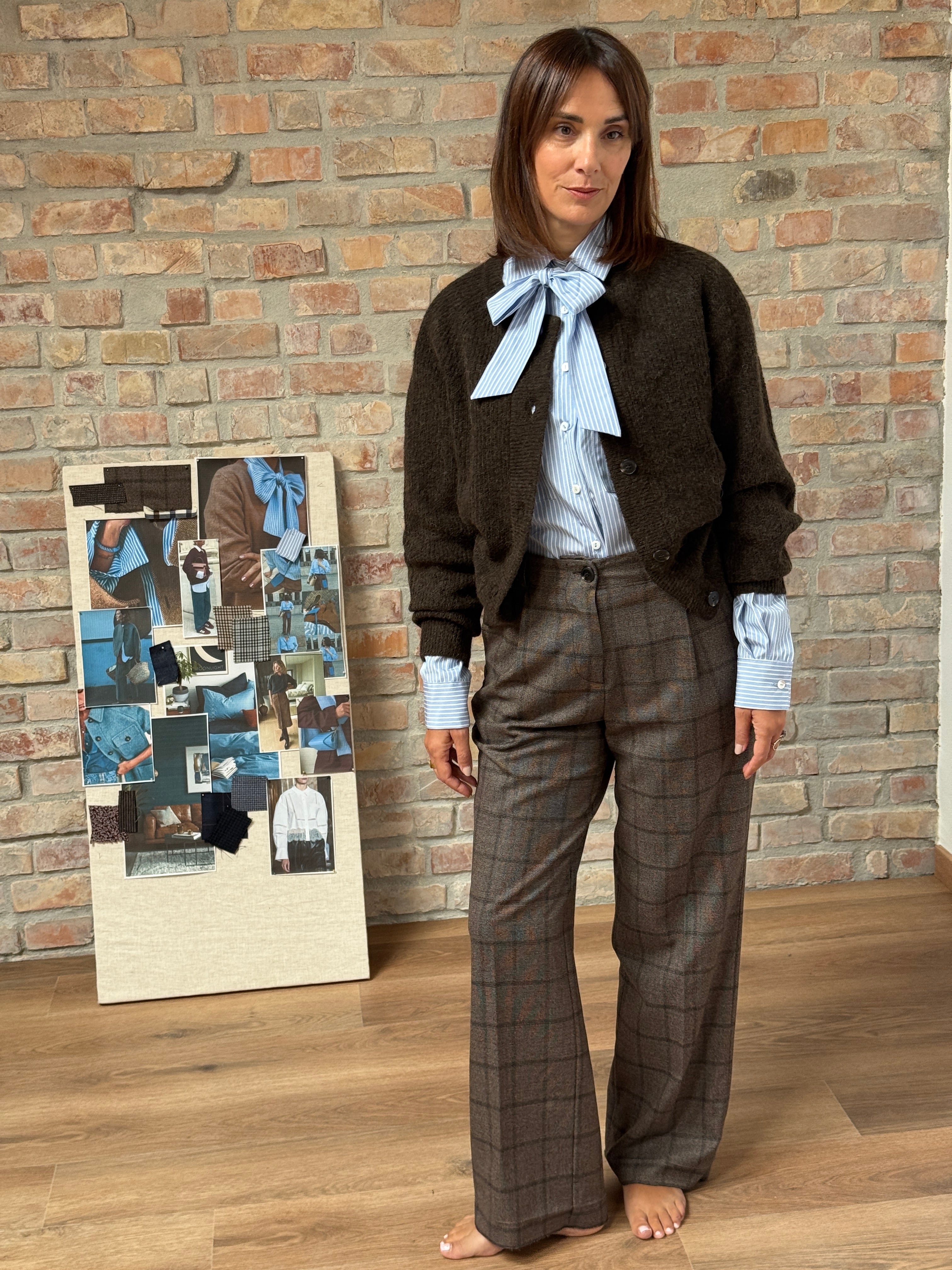 Pantalone VIVIANE - Quadro Marrone
