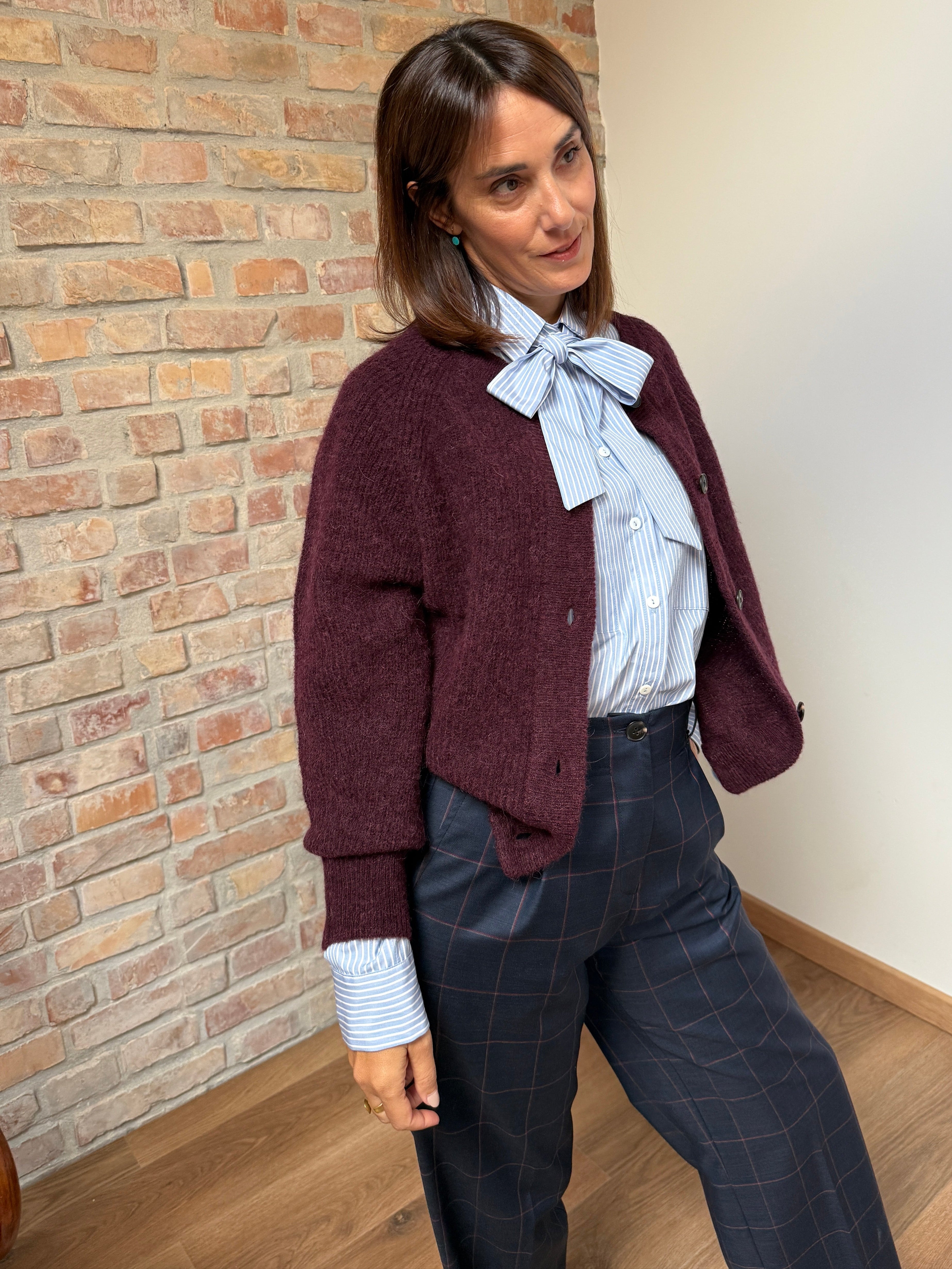 Pantalone VIVIANE - Quadro Blu/Vino