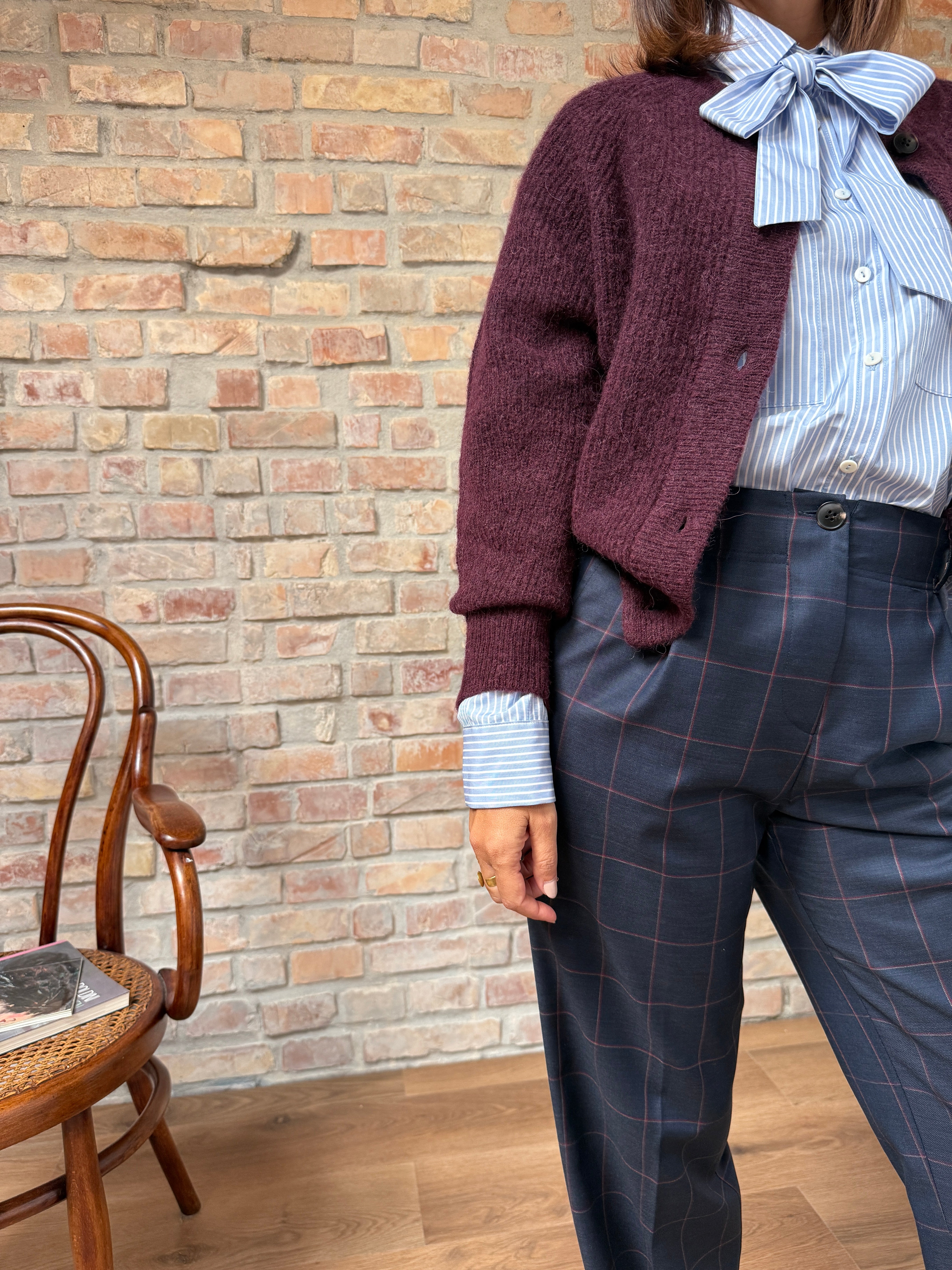 Pantalone VIVIANE - Quadro Blu/Vino