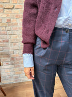 Carica l&#39;immagine nel visualizzatore di Gallery, Pantalone VIVIANE - Quadro Blu/Vino
